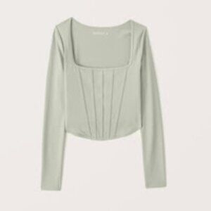 Long-Sleeve Seamless Fabric Corset Top